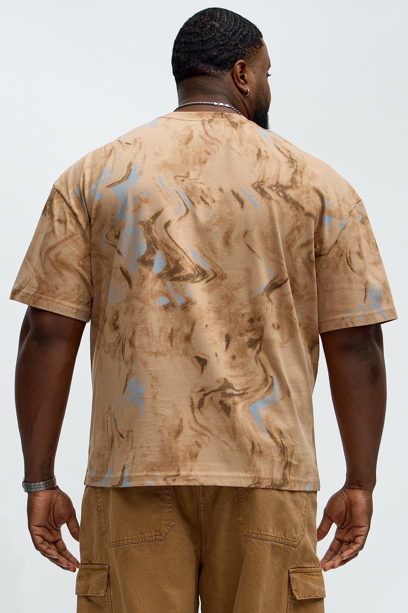 Marble Print Relaxed Tee - Taupe Product Image