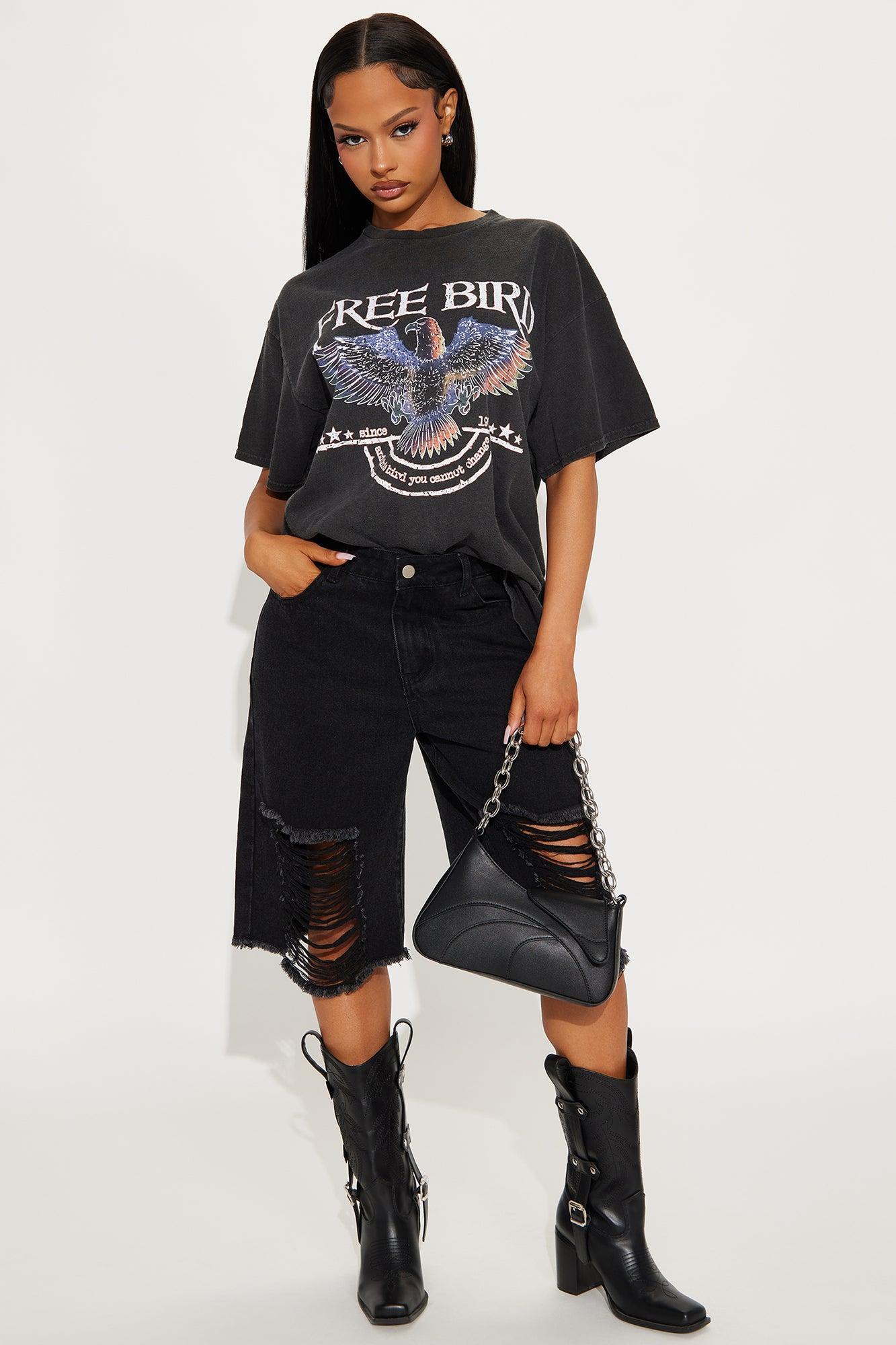 Free Bird Washed Oversized Tee - Black Product Image