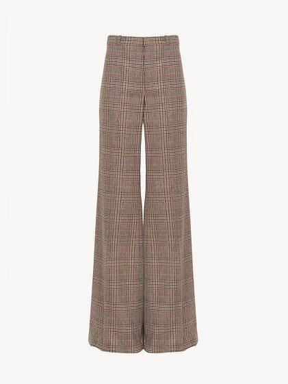Flared tailored pants in Prince of Wales wool Product Image