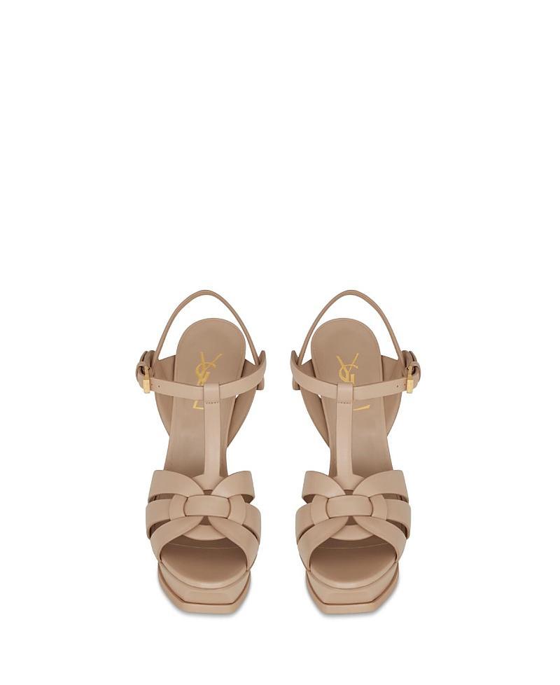 Saint Laurent Womens Tribute Platform Sandals in Smooth Leather Product Image