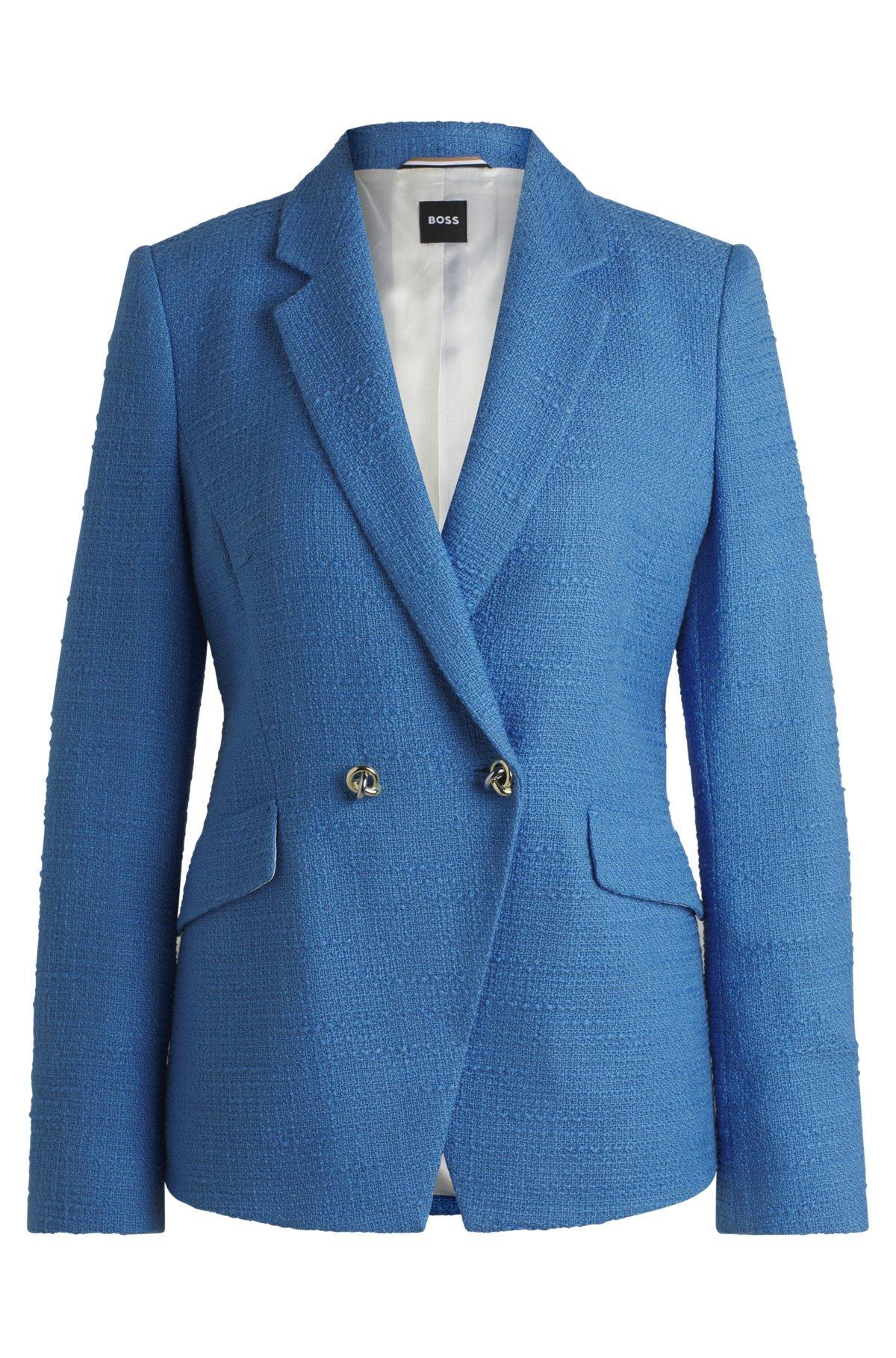 BOSS - Slim-fit blazer in tweed - Blue Product Image
