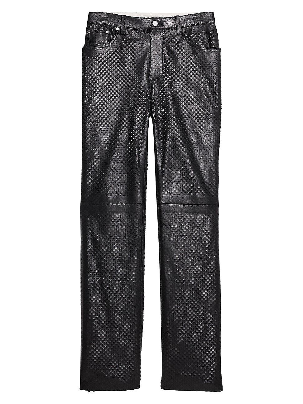 Mens Hole Punch Leather Worker Pants Product Image