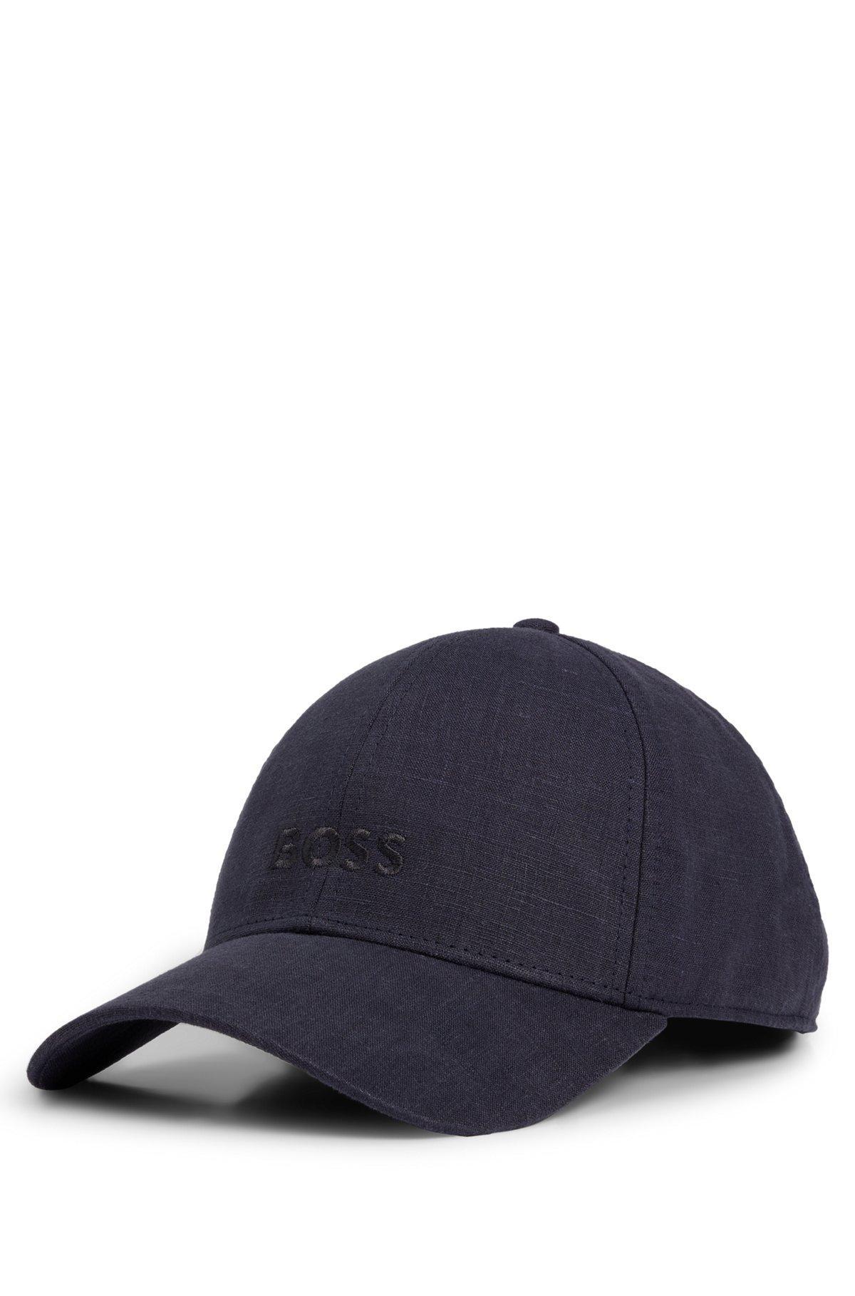 BOSS - Linen cap with embroidered logo - Dark Blue Product Image