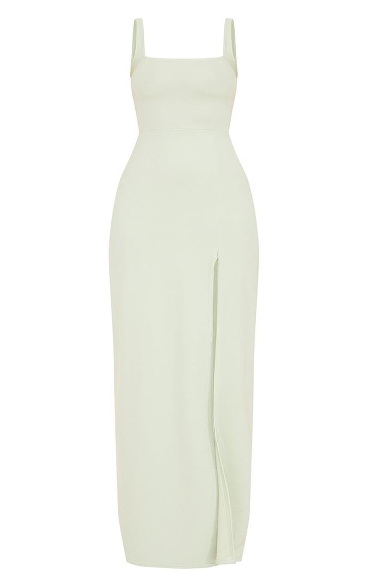 Sage Green Straight Neck Maxi Dress Product Image