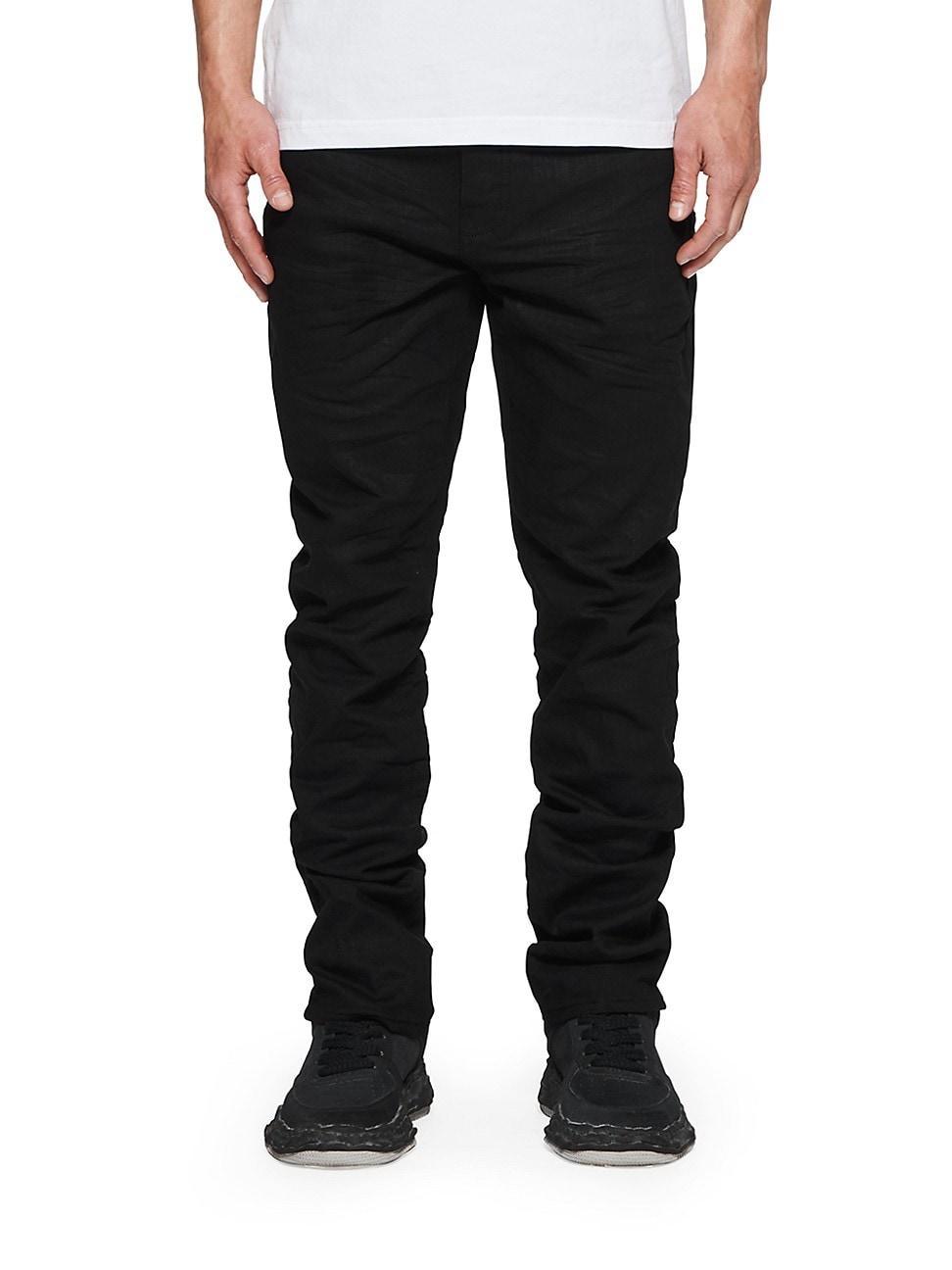 Mens P005 Black Raw Slim-Fit Jeans Product Image