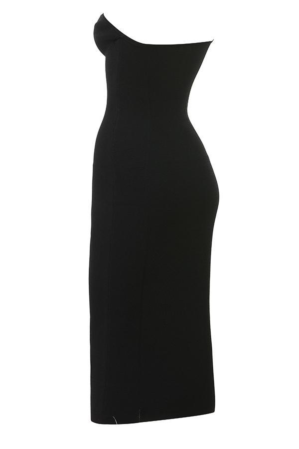 Magdalena  black strapless knit midi dress - sale Product Image