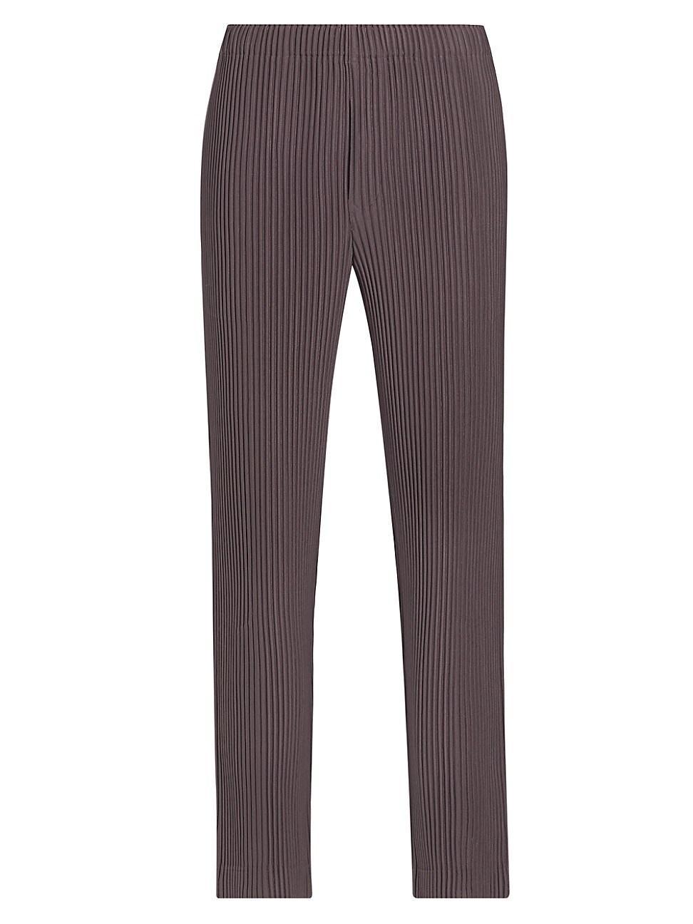 Mens Pleated Straight-Fit Trousers Product Image