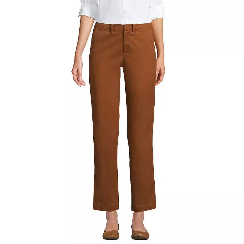 Women's Lands' End Mid Rise Classic Straight Leg Chino Ankle Pants, Size: 8, Black Product Image