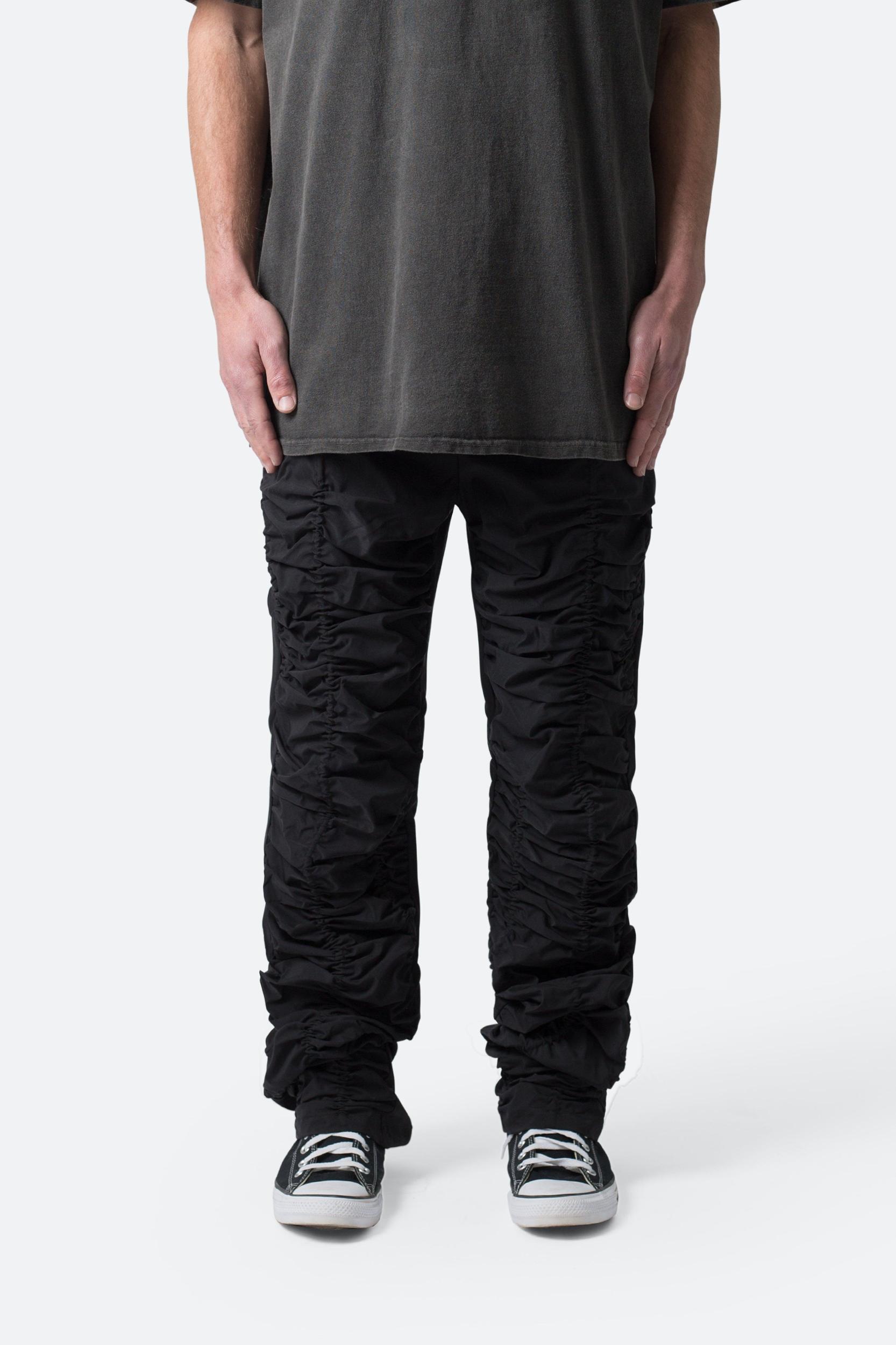 Ruched Stacked Drawcord Pants - Black Product Image