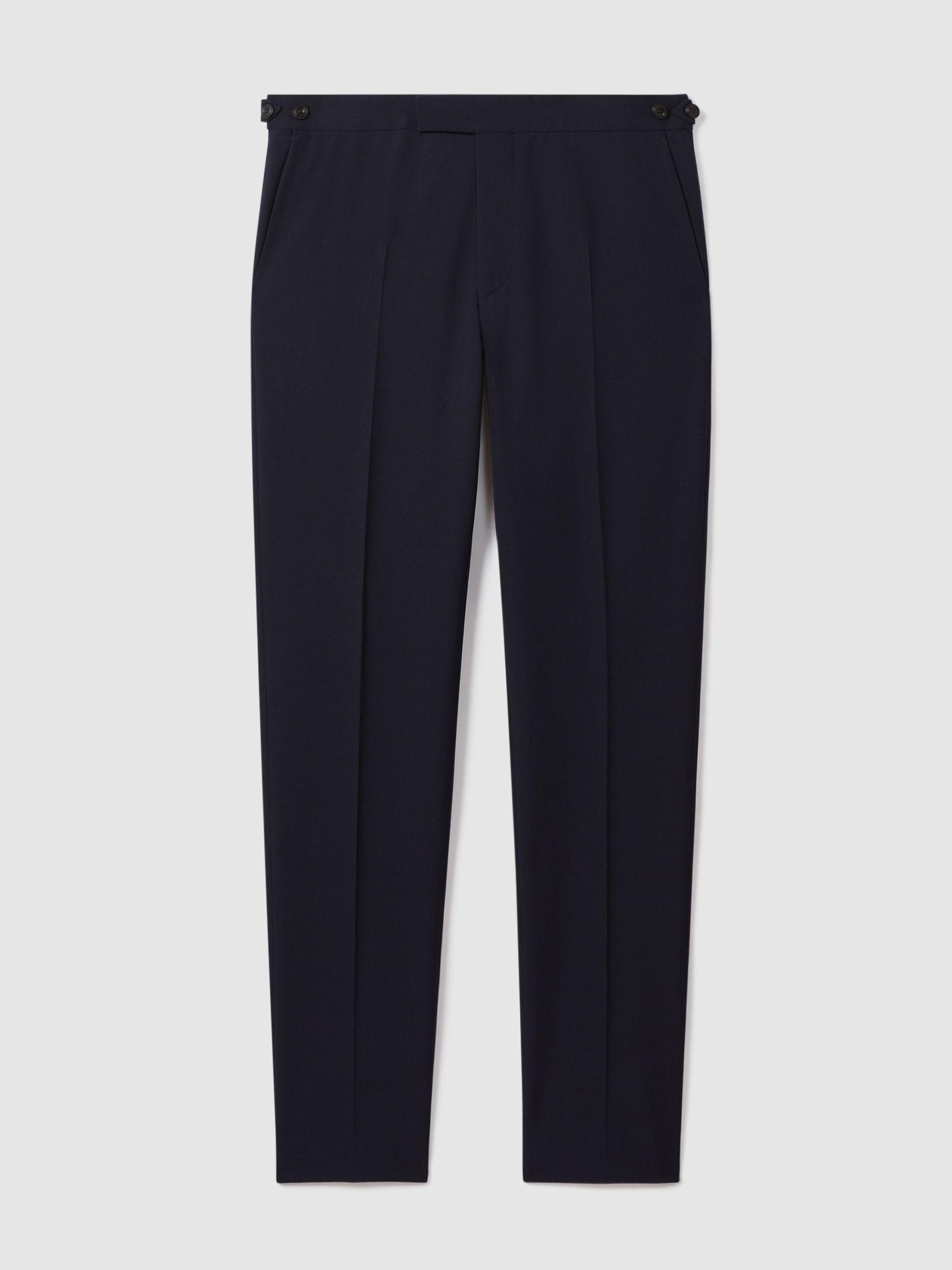 Slim-Fit Textured Suit Trousers With Wool in Navy Product Image