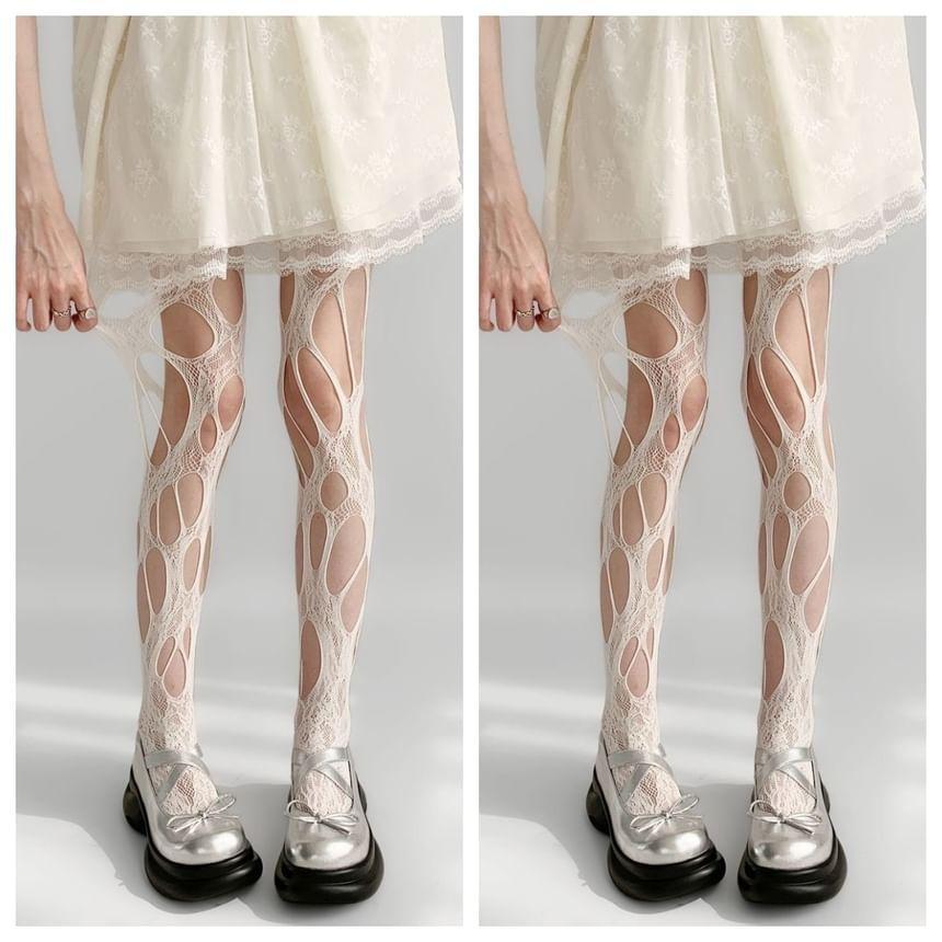 Plain Cutout Fishnet Tights Product Image