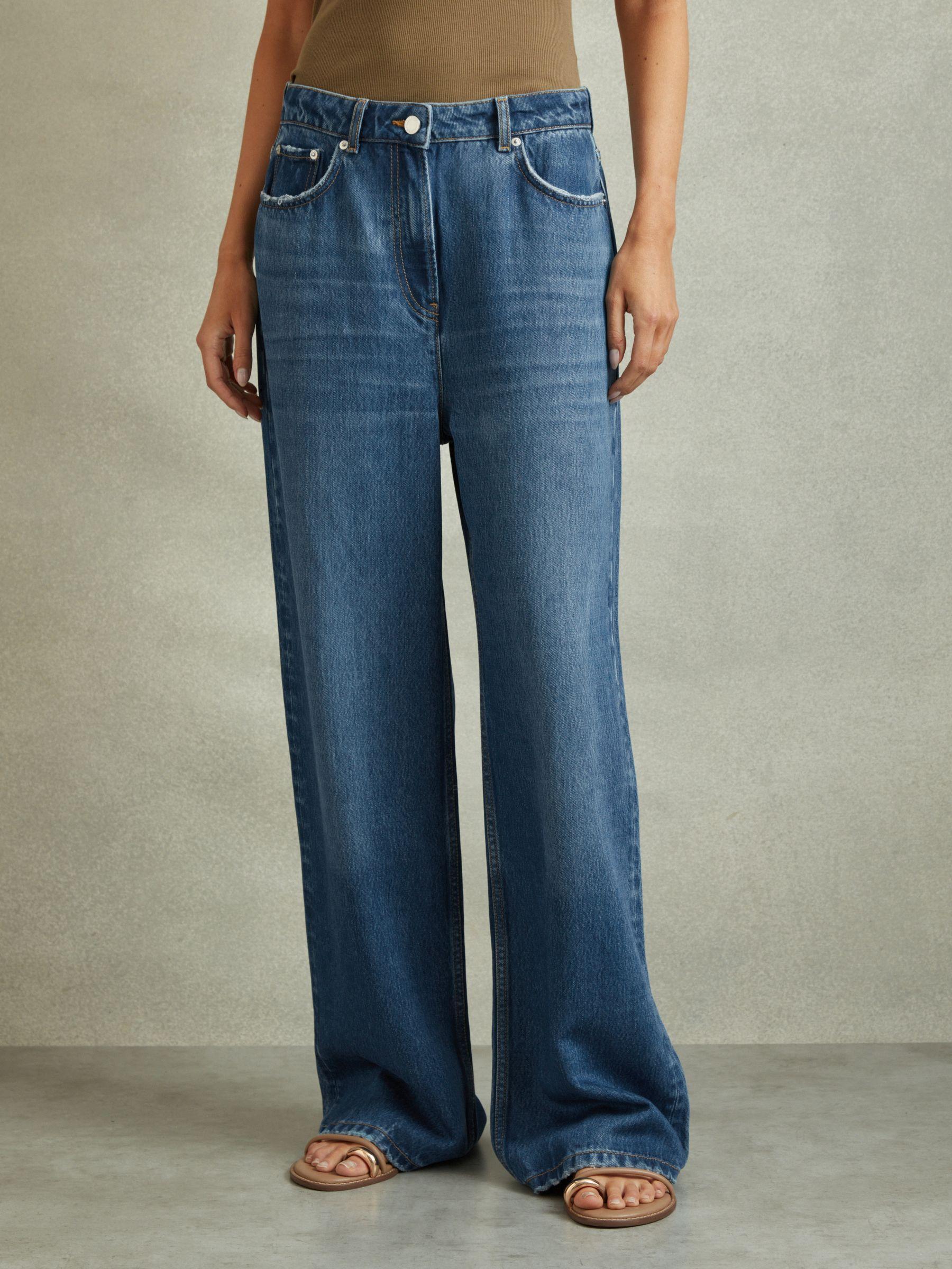 Lightweight Viscose Blend Relaxed Jeans in Mid Blue Product Image