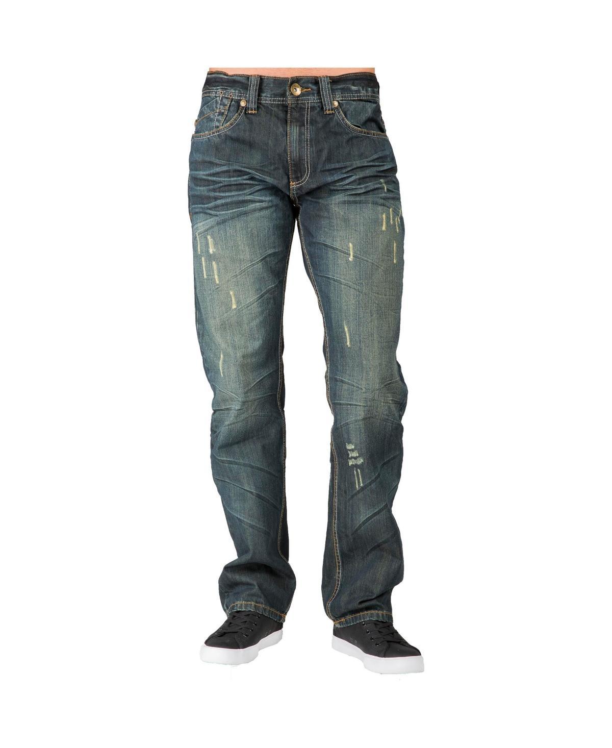 Mens Relaxed Straight Handcrafted Wash Premium Denim Signature Jeans Product Image