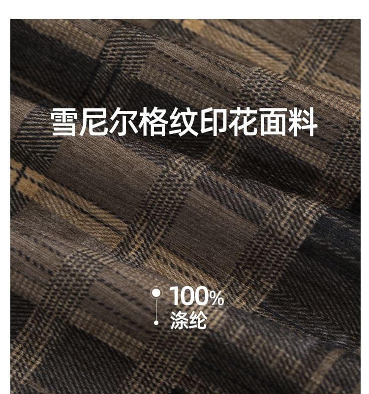 Mid Rise Plaid Wide Leg Pants Product Image