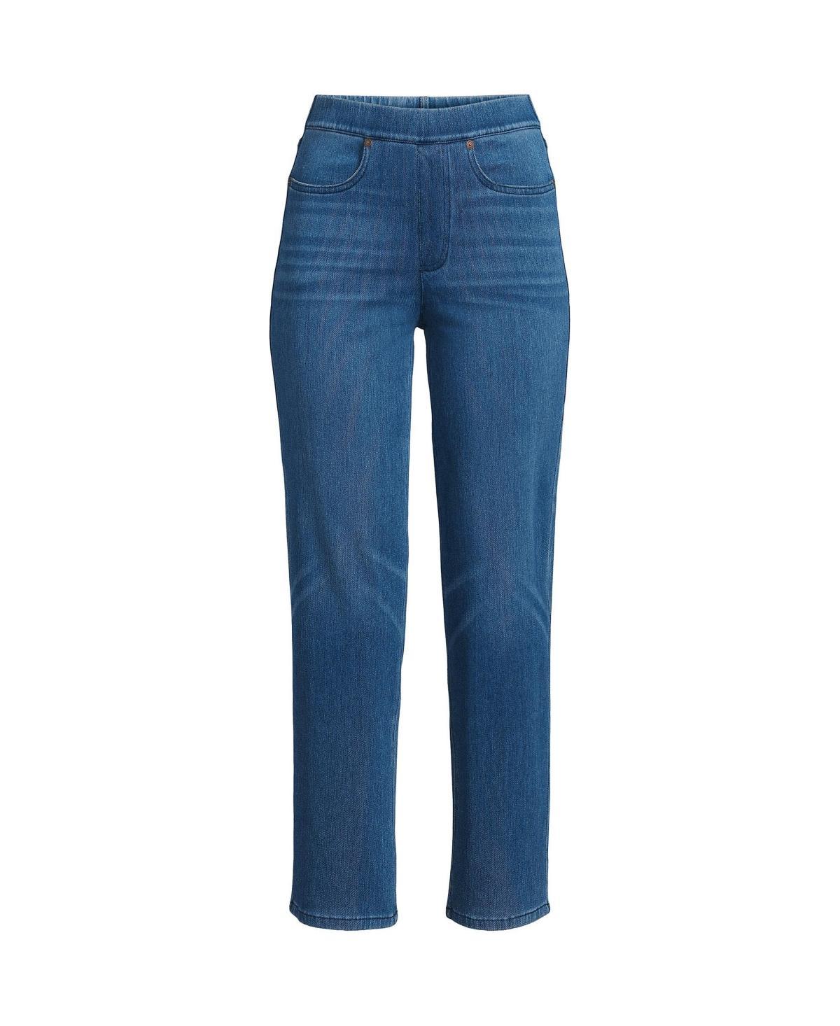 Petite Lands' End High Rise Pull On Denim Crop Pants, Women's, Size: Large Petite, Dark Blue Product Image