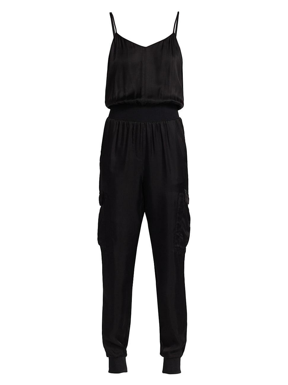 Cinq a Sept Amia Satin V-Neck Jumpsuit Product Image