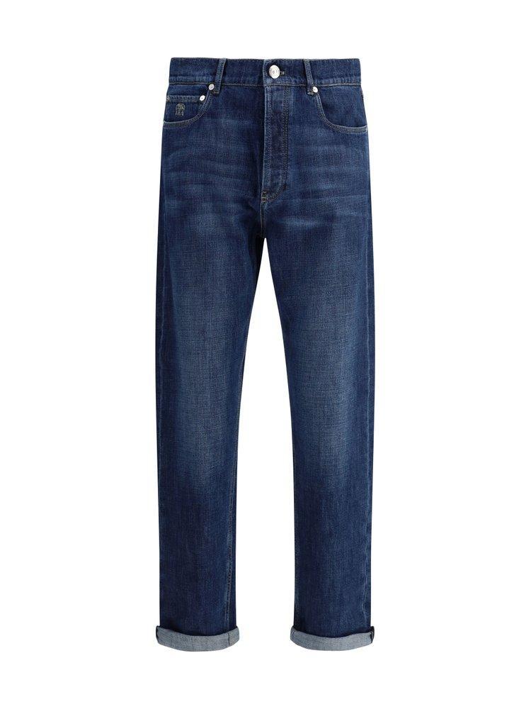 BRUNELLO CUCINELLI Logo Patch Straight In Blue Product Image