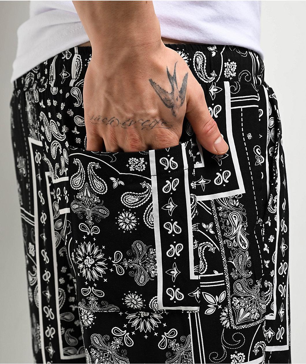 Ninth Hall Paisley Black Rayon Shorts Product Image