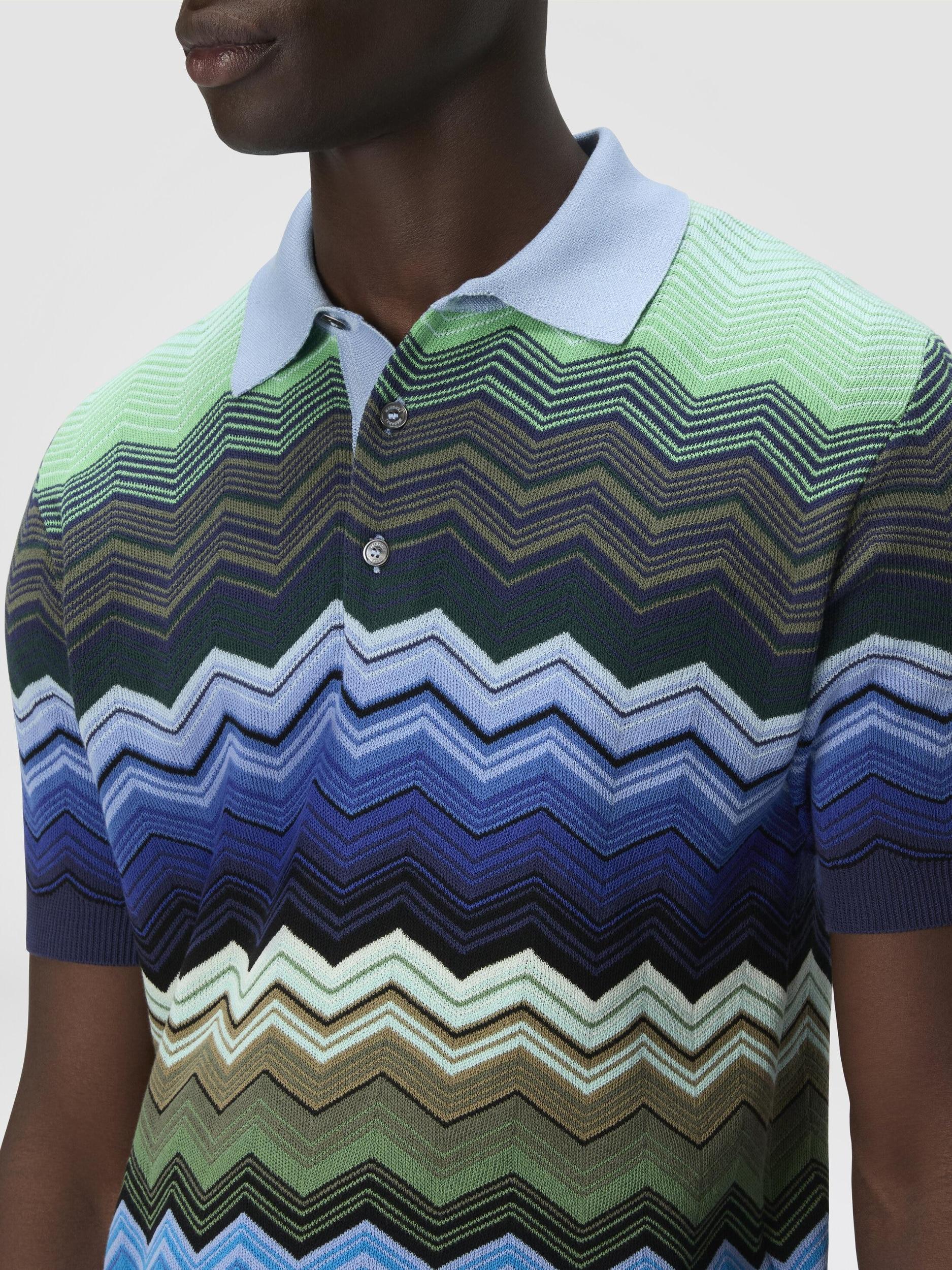 Zig zag cotton knit polo shirt with contrasting piping Product Image