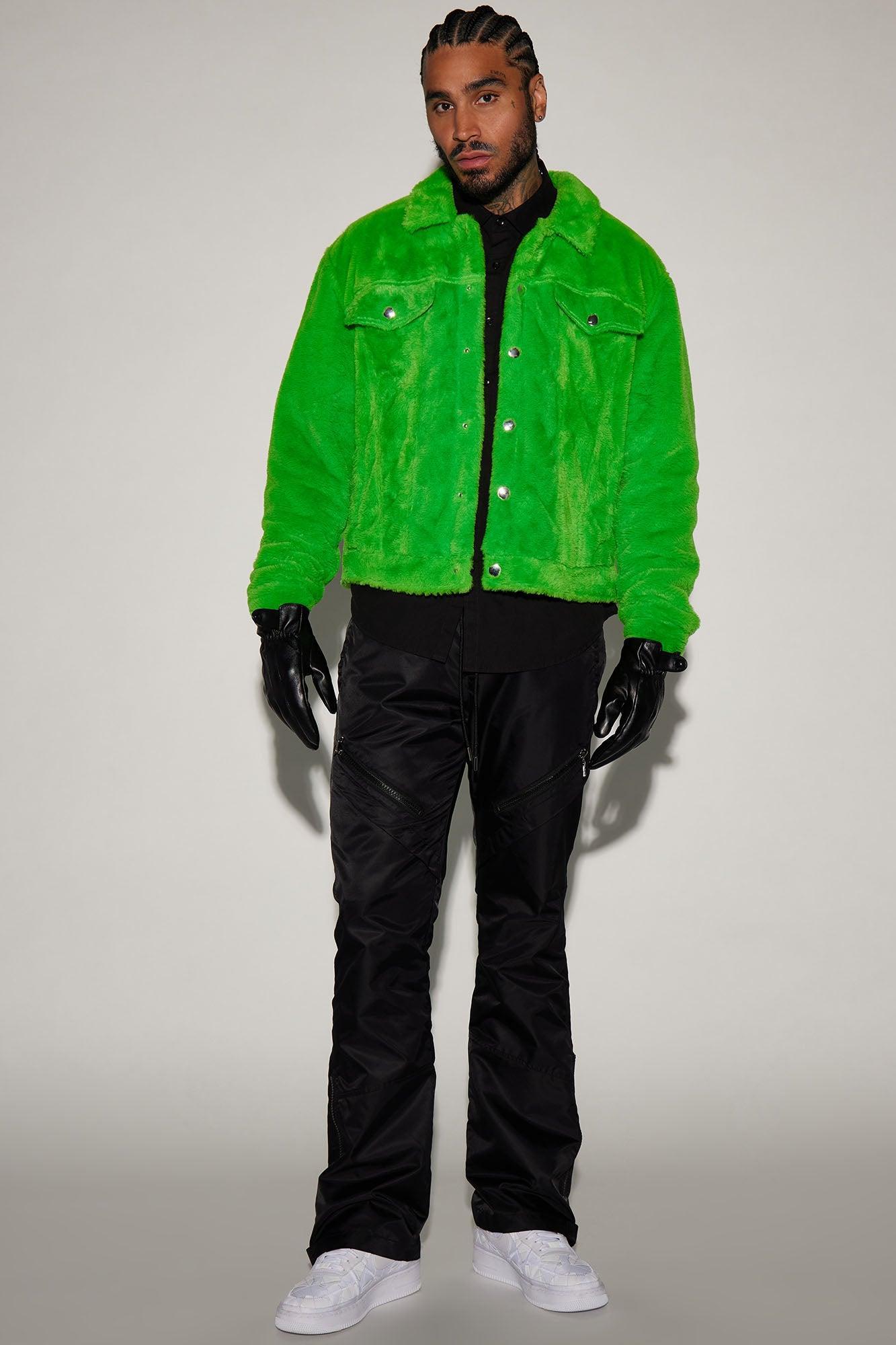 Hey Ma Fur Trucker Jacket - Green Product Image