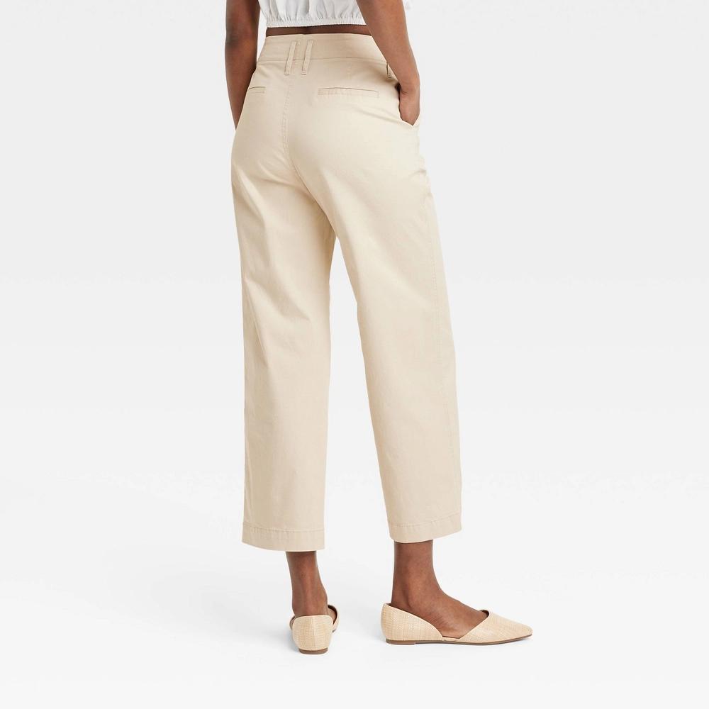 Womens High-Rise Straight Ankle Chino Pants - A New Day Tan 2 Product Image