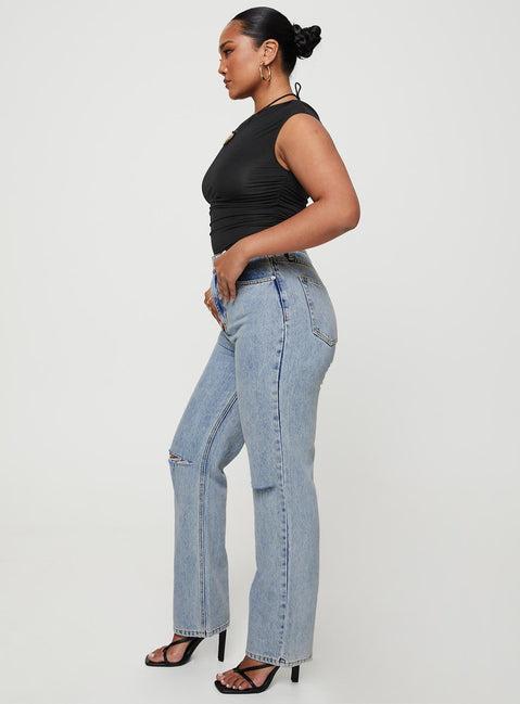 Holland High Rise Straight Leg Jeans Denim Product Image