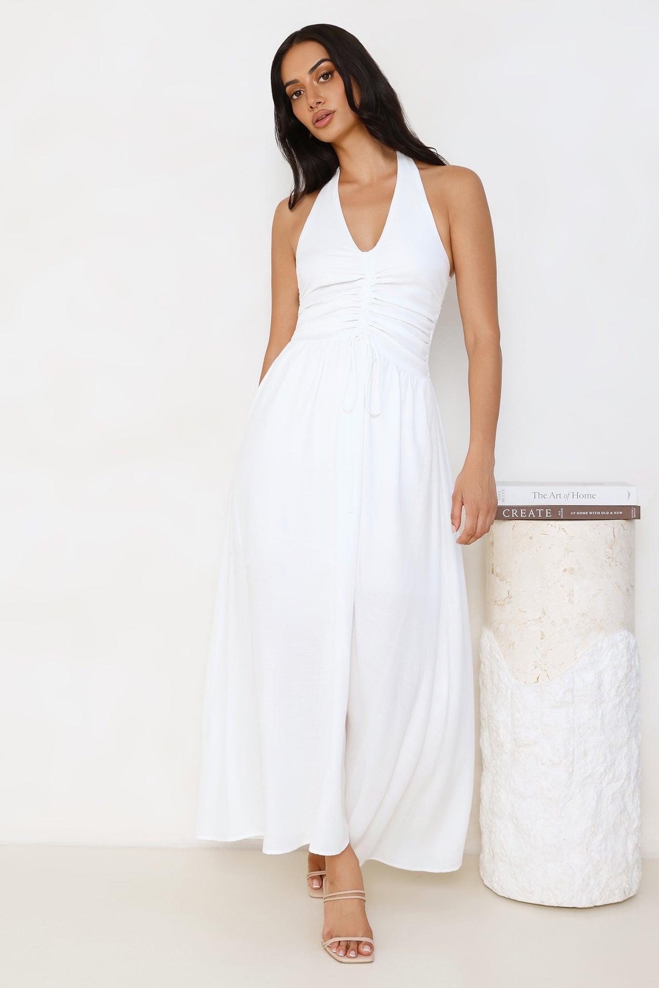 Ocean Kiss Halter Maxi Dress White Product Image