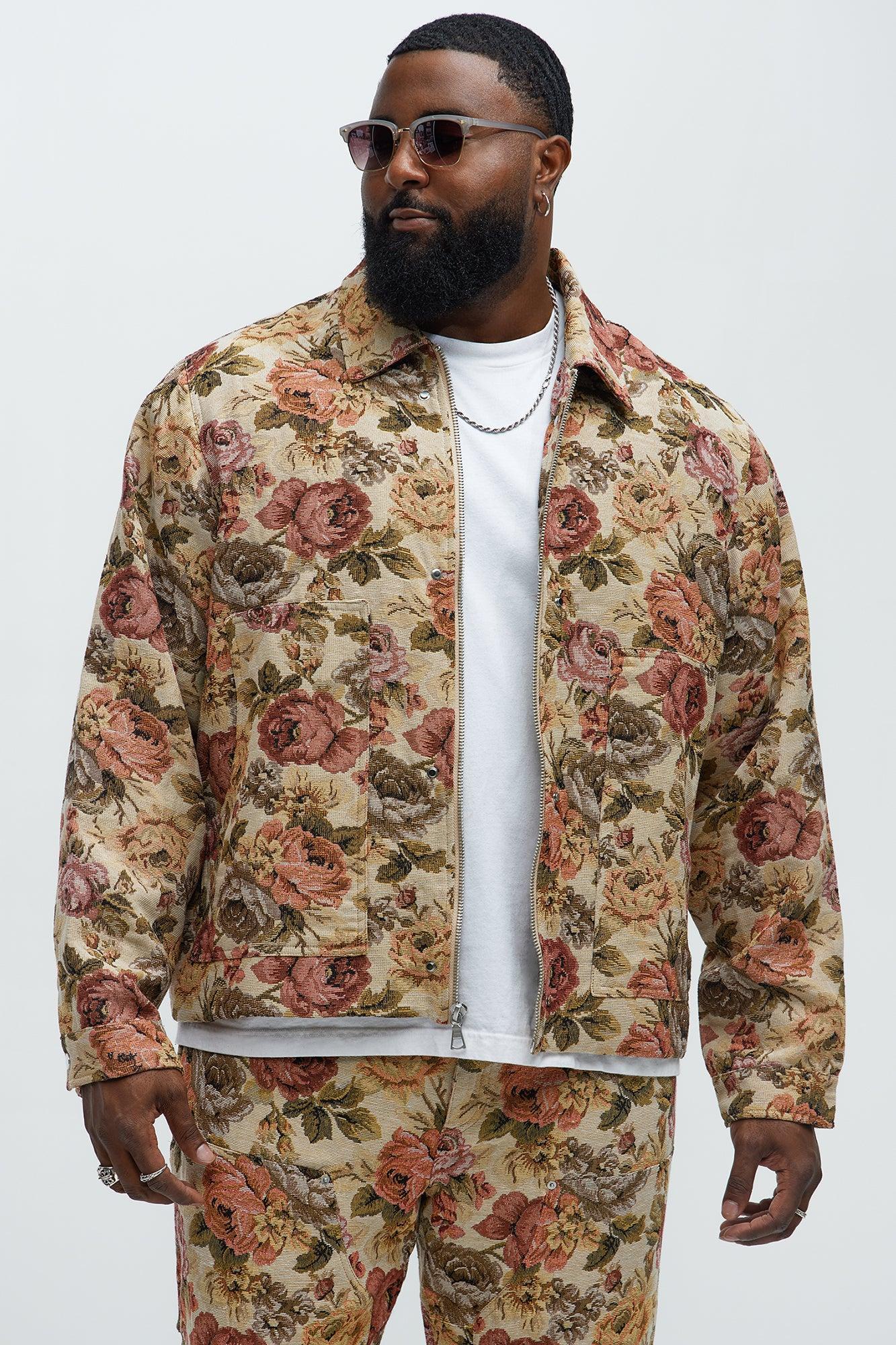 Bellevue Floral Tapestry Work Jacket - Taupe/combo Product Image