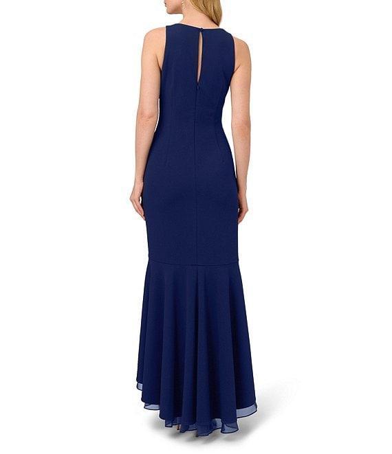 Adrianna Papell Crew Neck Sleeveless Cascading Ruffle High-Low Dress Product Image