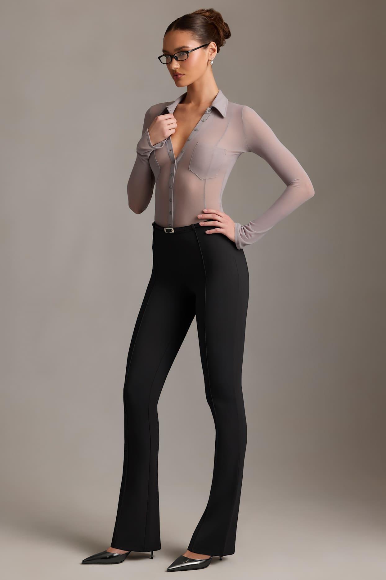 Low-Rise Flared Trousers in Black Product Image