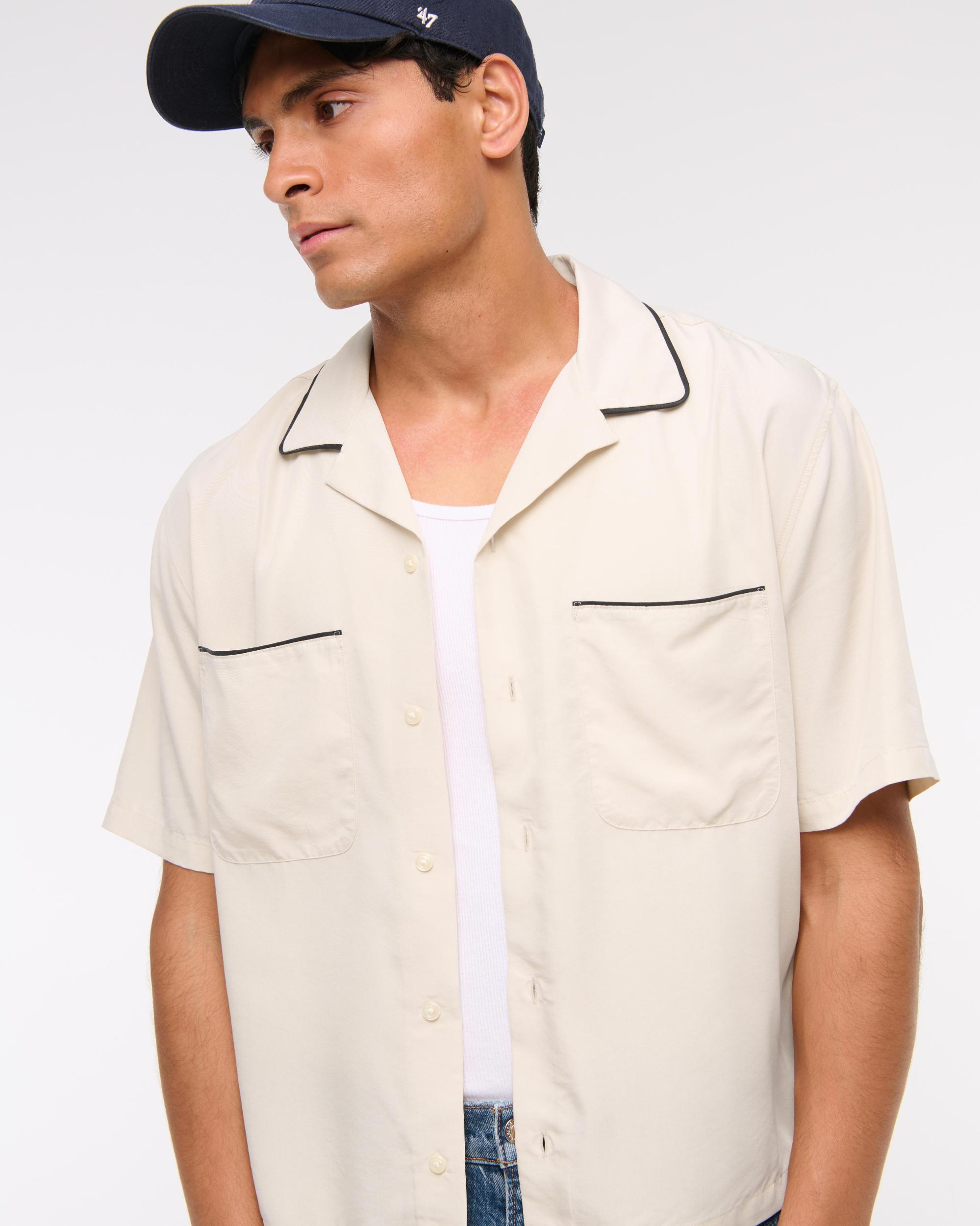 Camp Collar Cropped Cupro Shirt Product Image