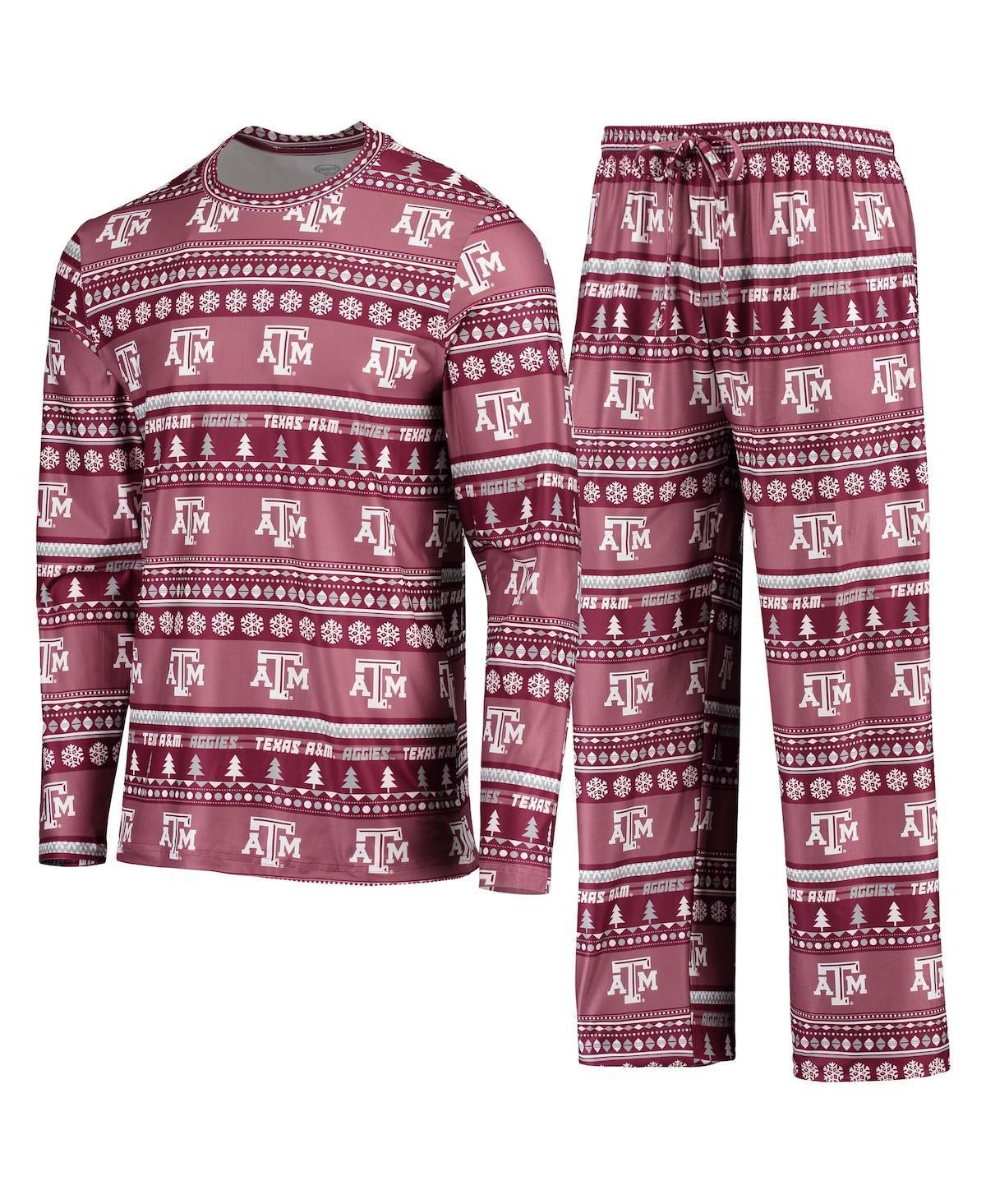 Men's Concepts Sport Maroon Texas A&M Aggies Ugly Sweater Long Sleeve T-Shirt and Pants Sleep Set, Size: XL, Red Product Image