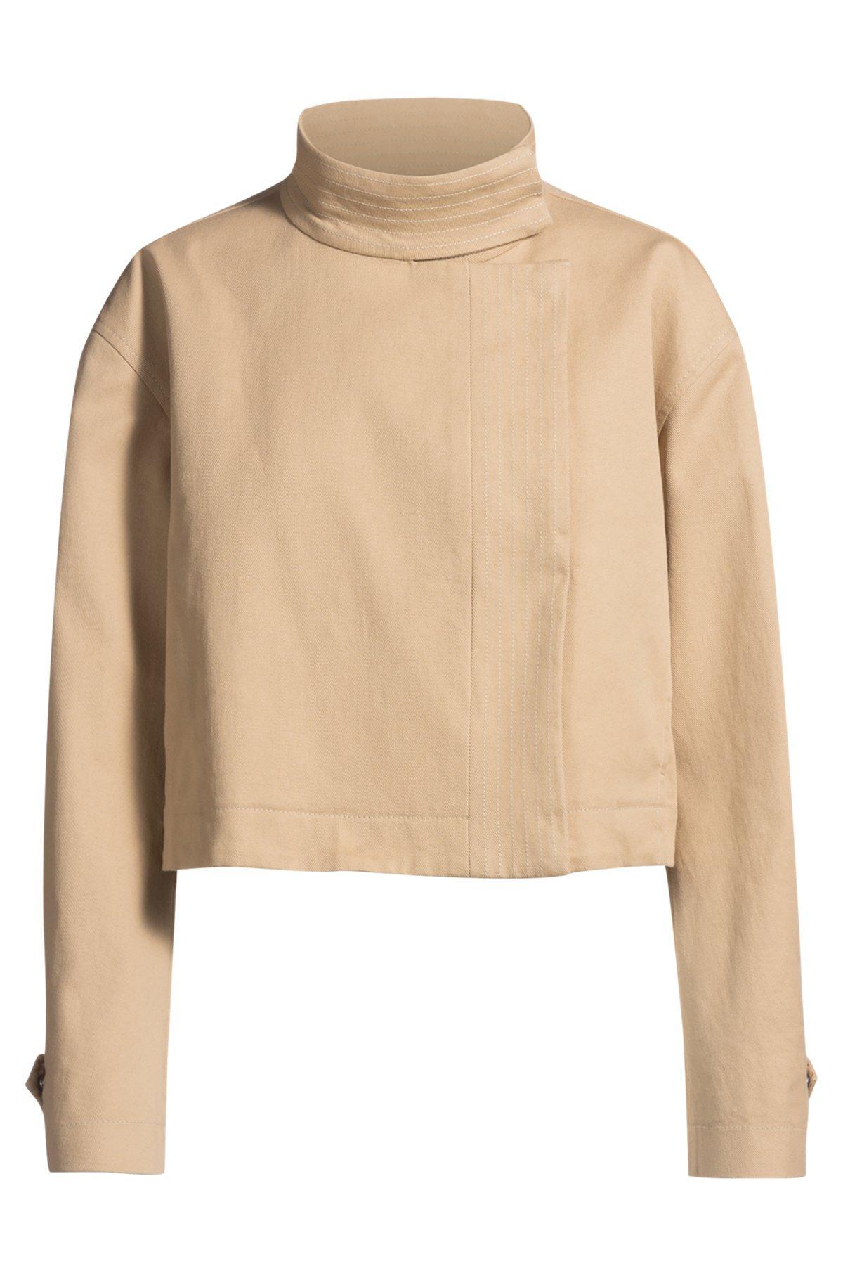 Stand-collar blazer in stretch-cotton twill Product Image