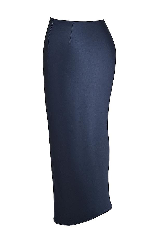 Charlene  navy satin bias cut maxi skirt - sale Product Image