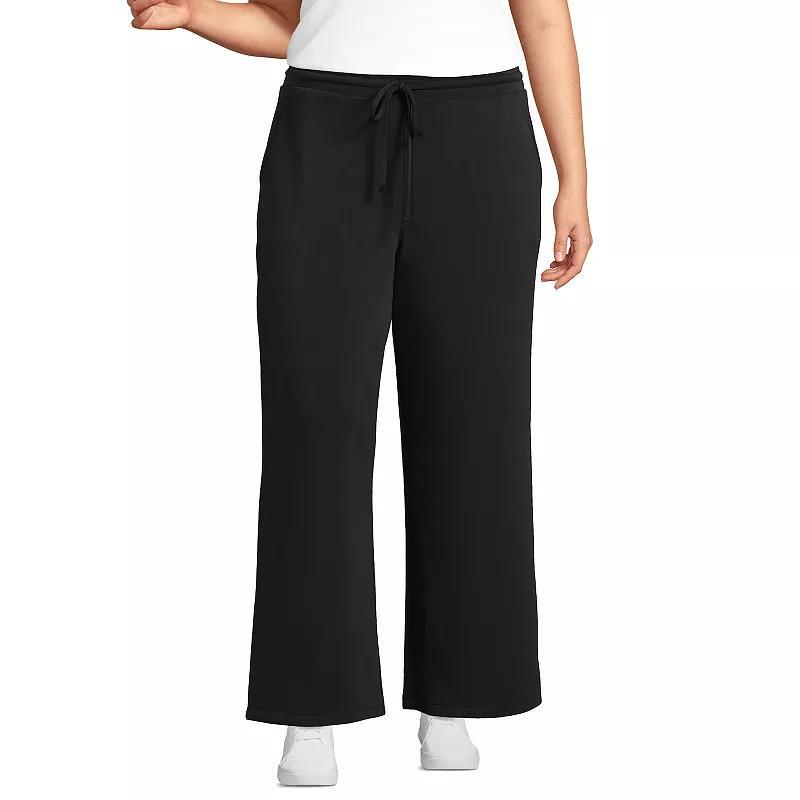 Plus Size Lands End Cupro Knit Mid Rise Wide Leg Pants, Womens Washed Green Product Image