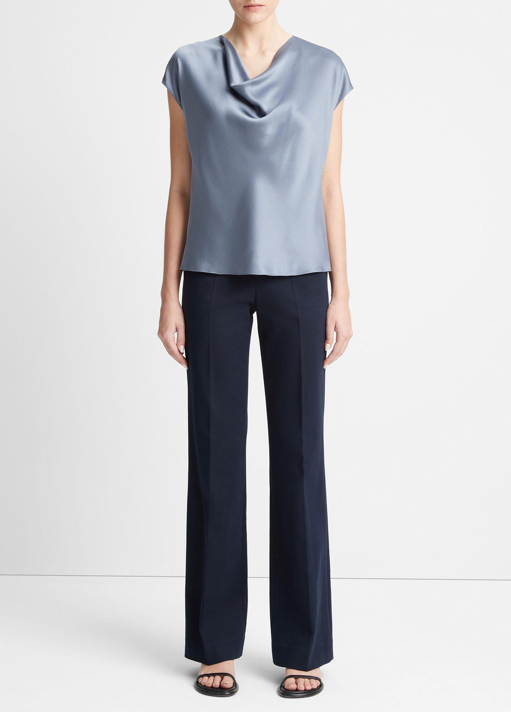 Womens Silk Cowl-Neck Blouse, Off White, Size XL Vince Product Image