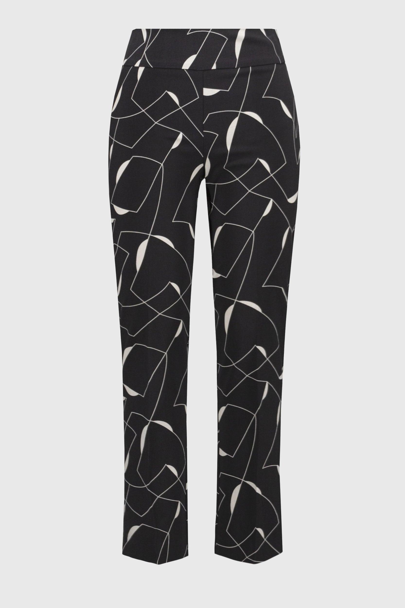 Millennium Geometric Print Straight Pants-Black/Moonstone Product Image