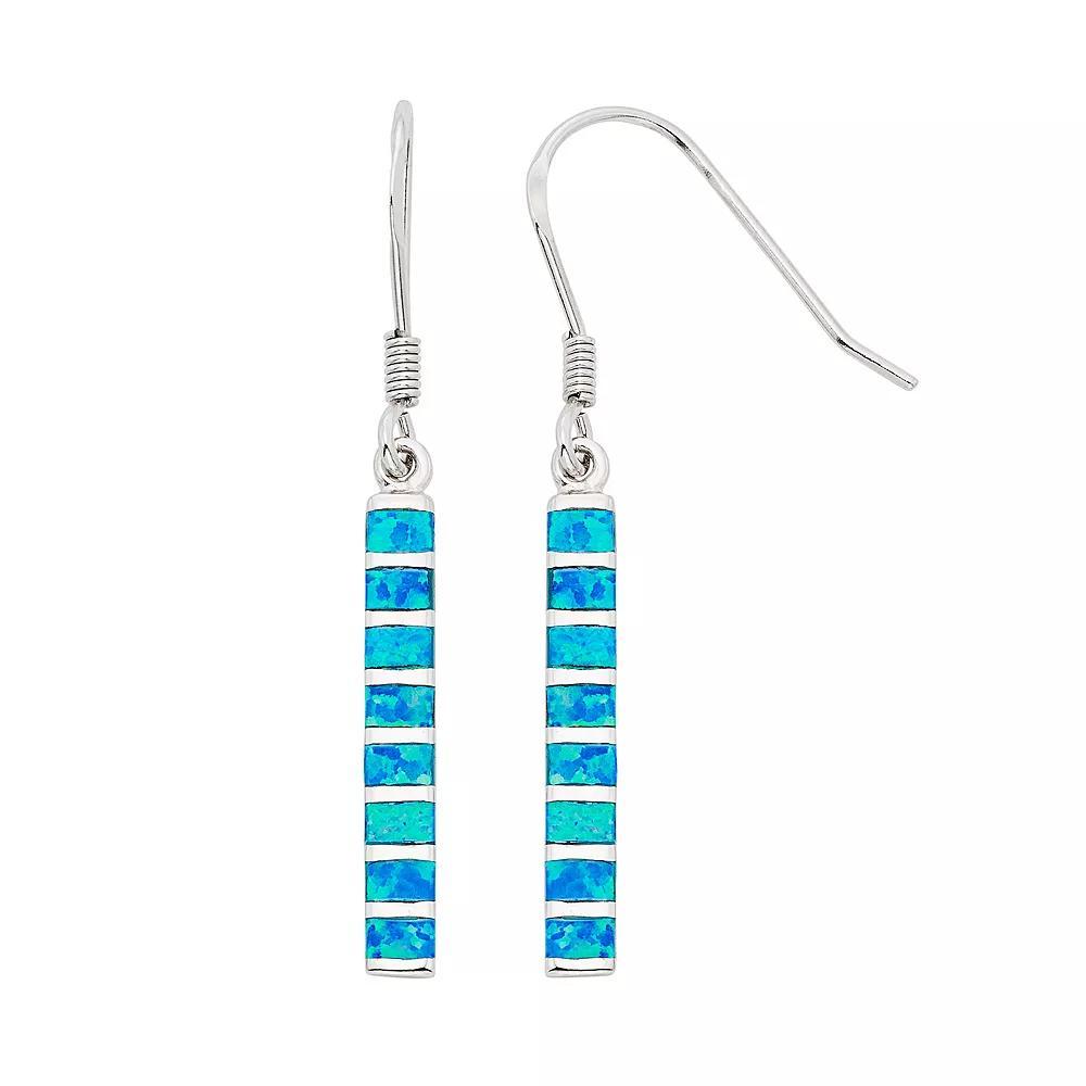 Lab-Created Blue Opal Sterling Silver Stick Drop Earrings, Women's Product Image
