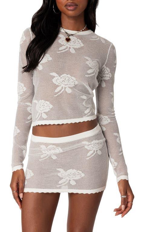 Edikted Saga Embroidered Sheer Knit Top Product Image