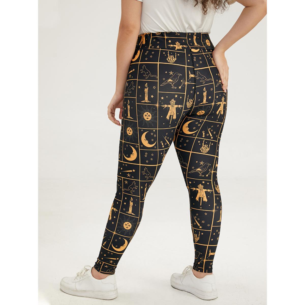 Plus Size Halloween Graphic Skinny Elastic Waist Leggings Women Black Casual High stretch Skinny High Rise Festival-Halloween Leggings BloomChic 10/M Product Image