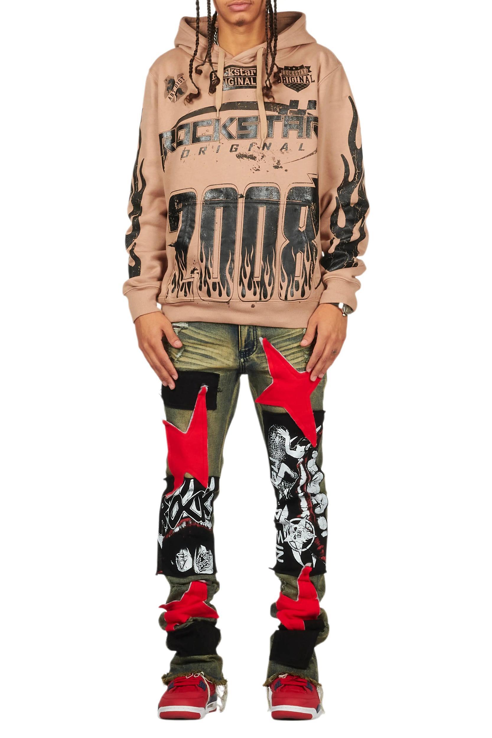 Amos Khaki Graphic Hoodie Male Product Image