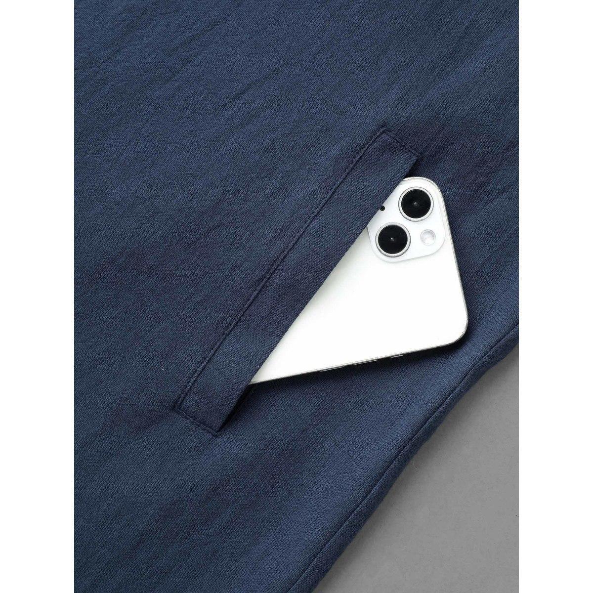 Plus Size Navy Cotton Solid V Neck Loose Jumpsuit Women Casual Sleeveless V-neck Everyday Loose Jumpsuits BloomChic 10/M Product Image
