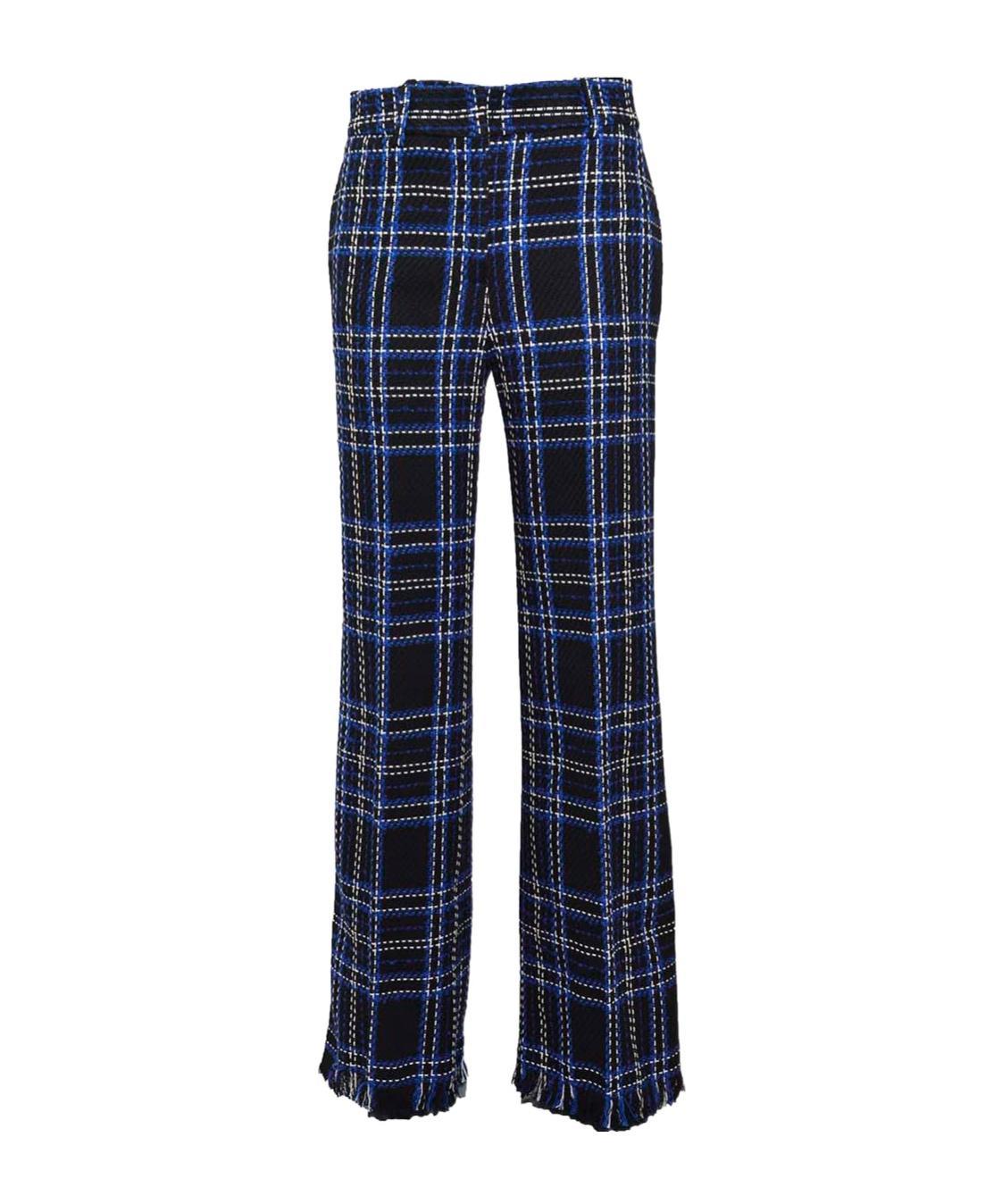 MSGM Checked Fringed Edge Trousers In Nero Product Image