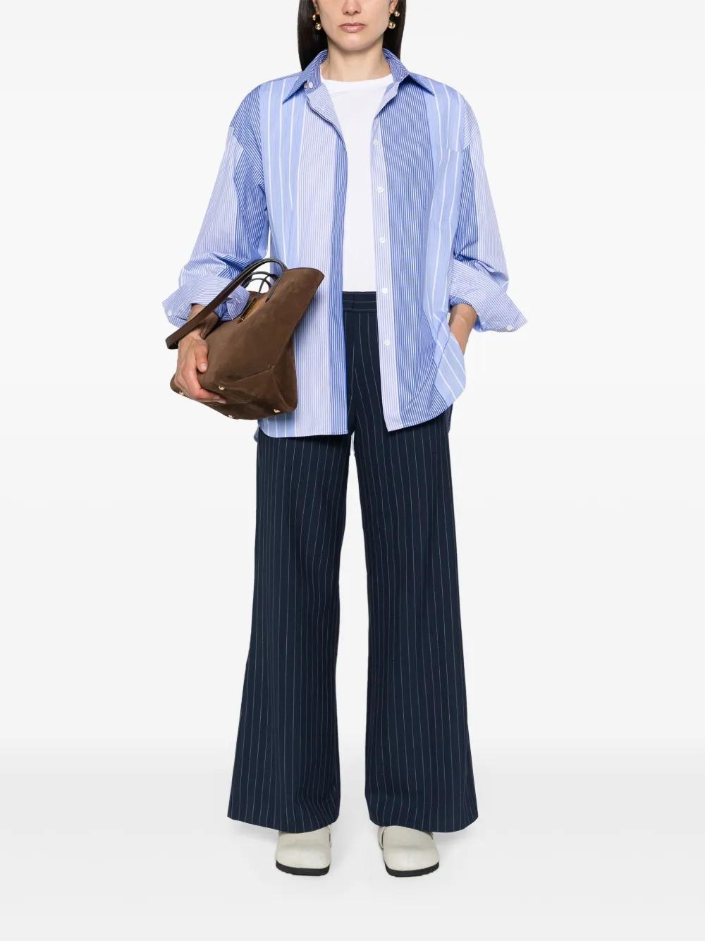 pinstriped mid-rise flared trousers Product Image
