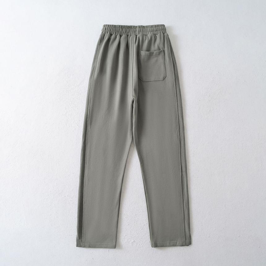 Drawstring Waist Plain Straight Leg Sweatpants Product Image