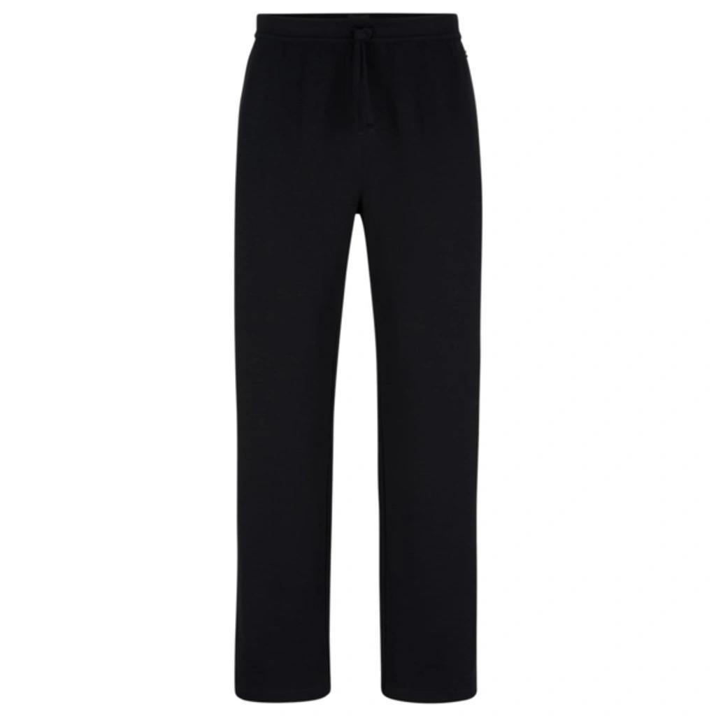 HUGO BOSS Waffle Cotton Blend Pajama Pants In Black Product Image