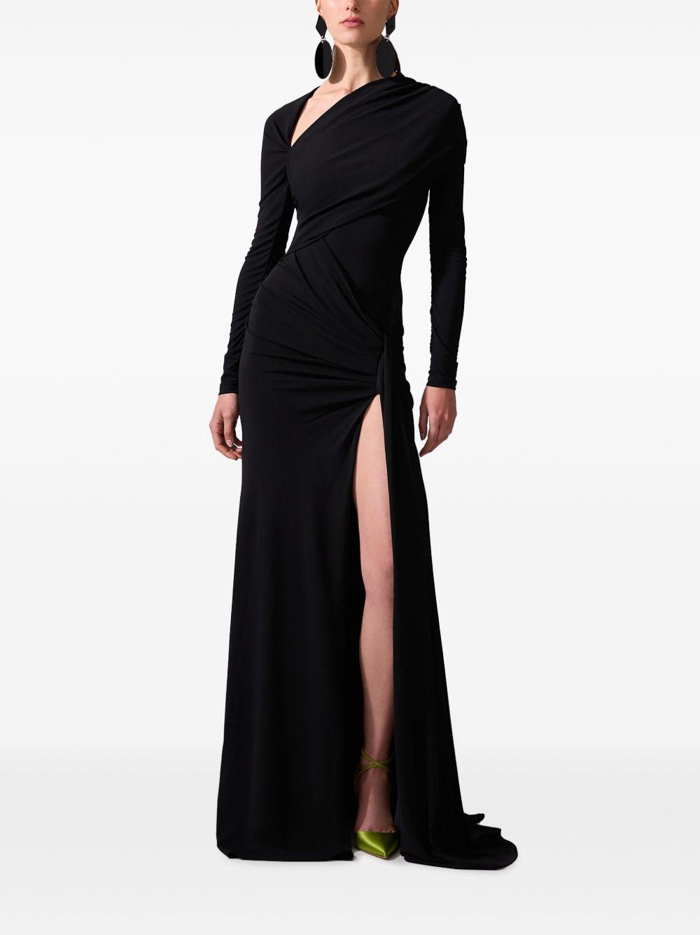 draped long-sleeve gown Product Image