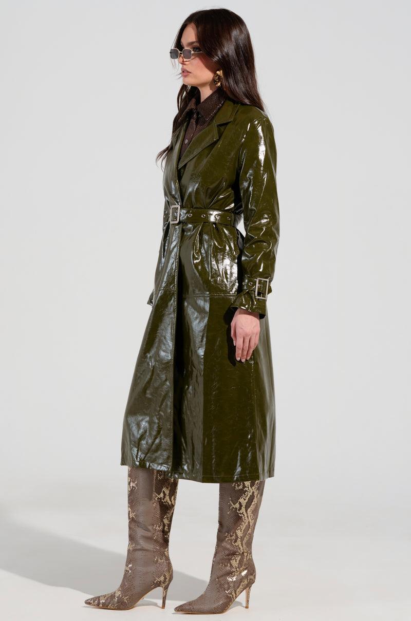 ON THE FLY FAUX LEATHER TRENCH Product Image