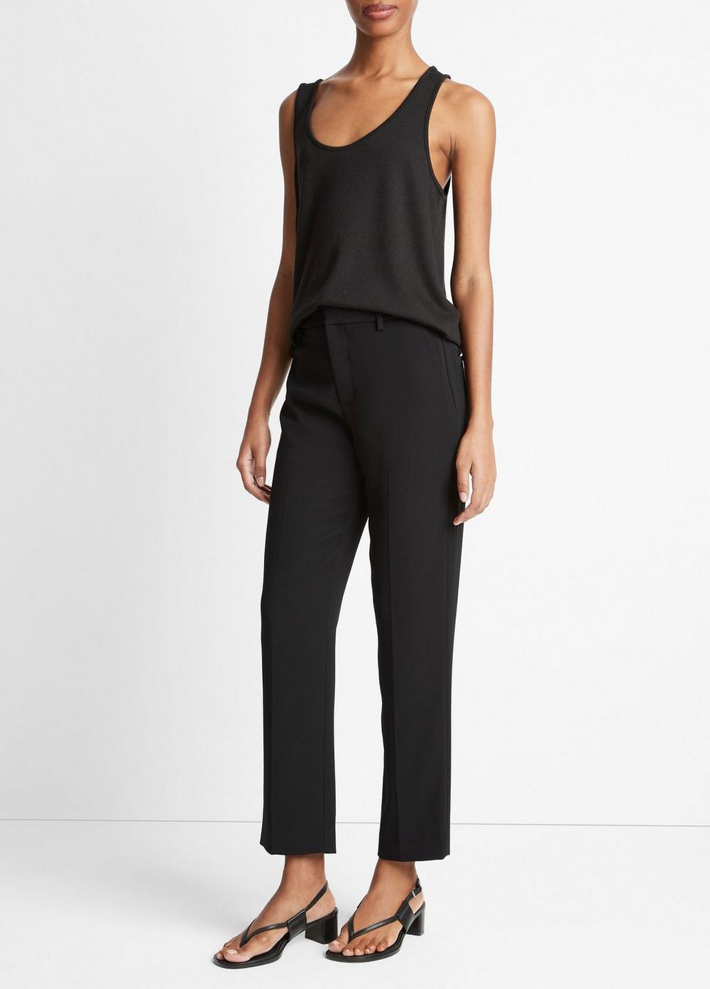 Womens Crepe Tailored Straight-Leg Pant, Black, Size 2 Vince Product Image