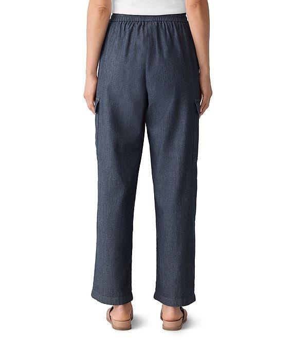 Eileen Fisher Organic Cotton Twill Elastic Tie Waist Cargo Pants Product Image
